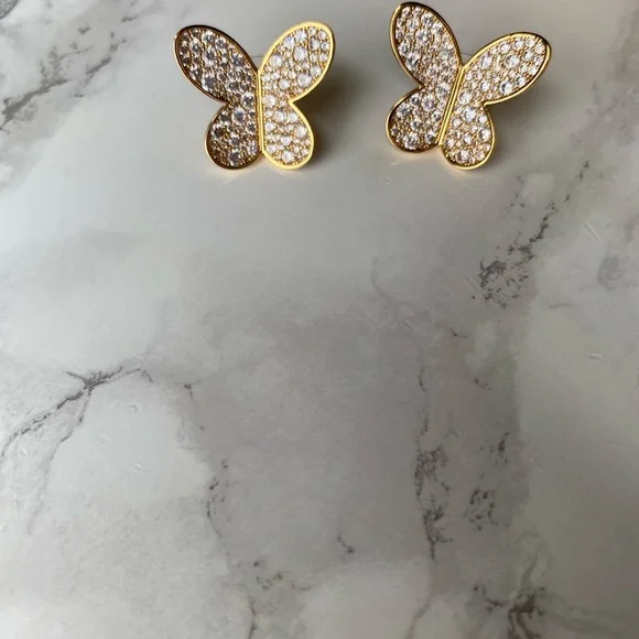 Kate Spade In a Flutter Butterfly Stud Earrings. Cubic Zirconia. Large. NWT . - Picture 3 of 5